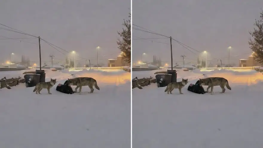 Diyadin’de kurtlar mahalle arasına indi