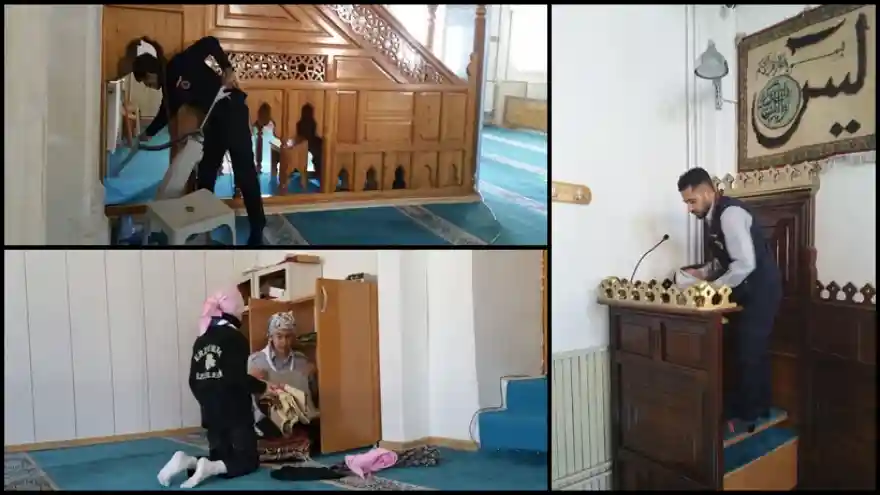 İzciler Cami Temizledi
