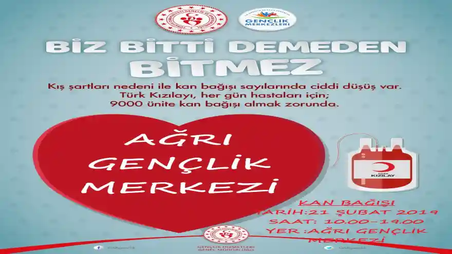 Ağrı Gençlik Merkezinde Kan Bağışı Kampanyası