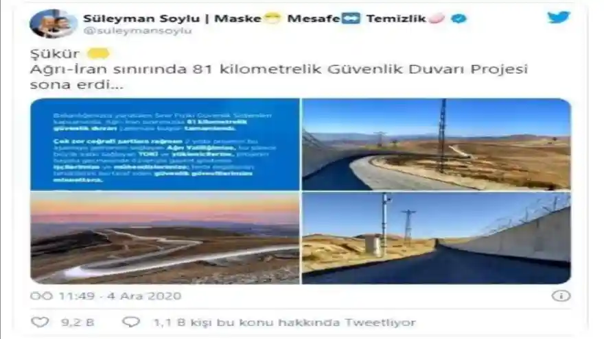 İran-Türkiye Güvenlik Duvarı Projesi Sona Erdi