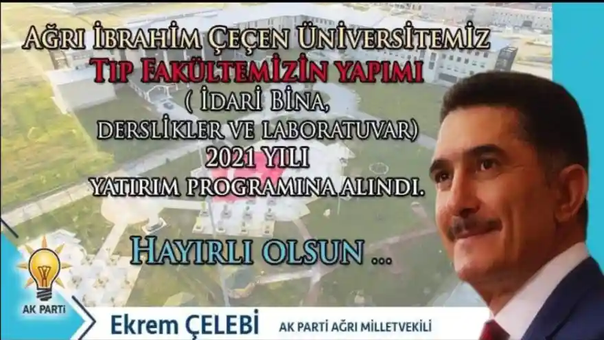 Çelebi: Tıp Fakültemiz Yatırım Programına Alındı