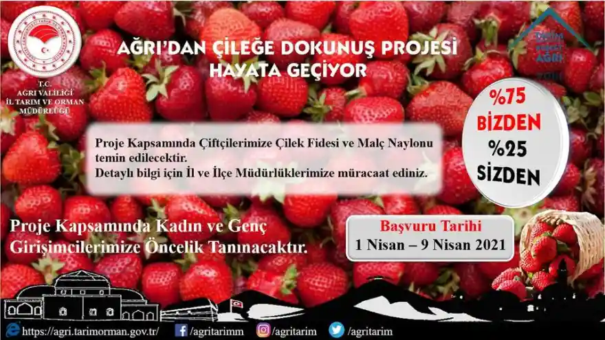 AĞRI’DAN ÇİLEĞE DOKUNUŞ PROJESİ HAYATA GEÇİYOR