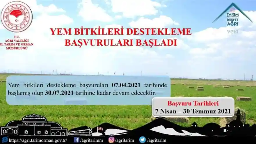 Yem Bitkisi Destekleme Başvuruları Başladı