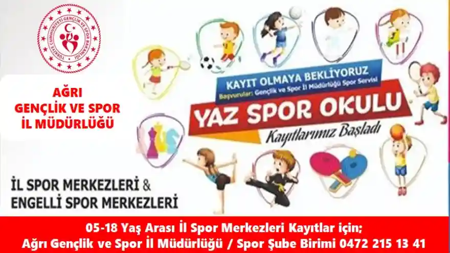 Ağrıda Yaz Spor Okulları Kayıtları Başladı