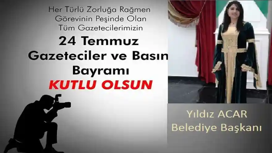 Belediye Başkanı Acar'ın, 24 Temmuz Gazeteciler ve Basın Bayramı Mesajı