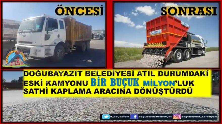 Doğubayazıt Belediyesi 1 milyon 500 bin Tl değerindeki Sathi Kaplama aracı 300 bin tl'ye mal etti..