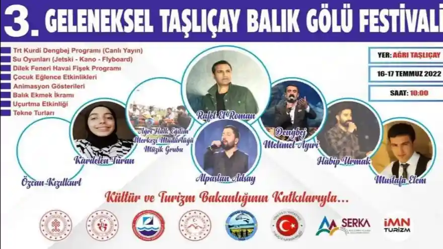Taşlıçay Belediyesinin Düzenlediği 3.Balık Gölü Festivali 16-17 Temmuz'da yapılacak