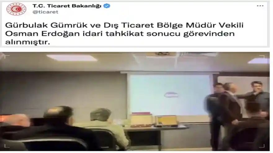 Gürbulak Gümrük ve Dış Ticaret Bölge Müdür Vekili Osman Erdoğan görevinden alındı