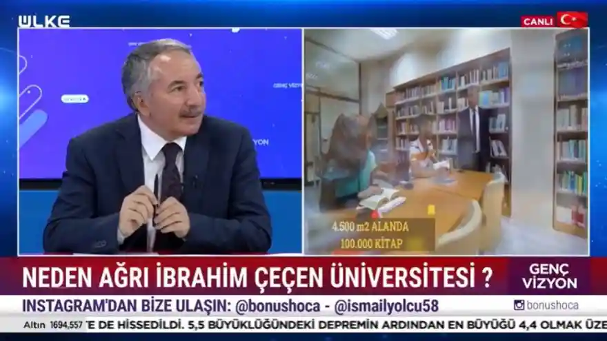 Rektör Prof. Dr. KARABULUT,  Ülke TV’de Ağrı İ.Ç. Üniversitesini Anlattı